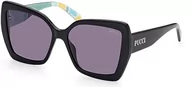 Okulary przeciwsłoneczne - Emilio Pucci Okulary przeciwsłoneczne unisex, Shiny Black, Tropicana Green Turquoise / Smoke Len, 58 - miniaturka - grafika 1