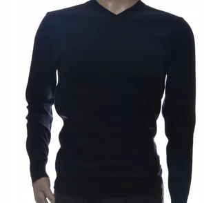 Elegancki Klasyczny Sweter Męski Wełniany L Granat - Swetry męskie - miniaturka - grafika 1