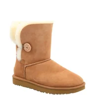 Śniegowce damskie - UGG Skórzane śniegowce W Bailey Button II | z dodatkiem wełny - miniaturka - grafika 1