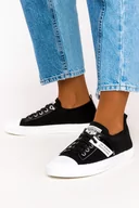 Trampki damskie - Czarne trampki sznurowane Casu SJ2073-1 - miniaturka - grafika 1