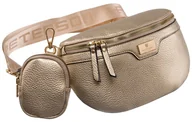 Nerki - Peterson Saszetka Nerka Miejska Damska Na Ramię Z Portmonetką Crossbody Złota - miniaturka - grafika 1
