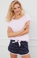 Piżamy damskie - Piżama damska z krótkim rękawem i spodenkami różowo-granatowa Libra, Kolor różowy-wzór, Rozmiar S, Italian Fashion - Primodo.com - miniaturka - grafika 1