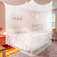 Pościel dla dzieci - Moskitiera nad łóżko baldachim przeciw komarom biała siatka 180x190x200 cm - miniaturka - grafika 1