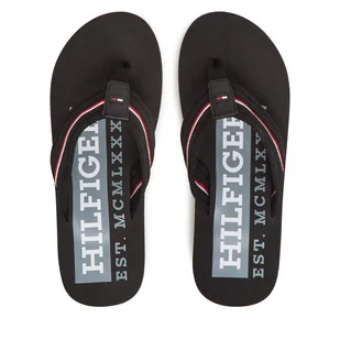 Japonki Tommy Hilfiger Corporate Hilfiger Beach FM0FM05436 Czarny - Klapki i japonki męskie - miniaturka - grafika 1