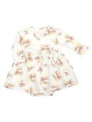 Body dla niemowląt - Niemowlęce sukienko-body długi rękaw Kwiaty kremowe Nicol,r.80 - miniaturka - grafika 1