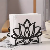 Inne - TEMU 1 szt. Metalowy Uchwyt na Serwetki w Kształcie Kwiatu Lotosu - Elegancki Pionowy Dozownik Ręczników Papierowych z Złożonym Czarnym Wzorem, - miniaturka - grafika 1