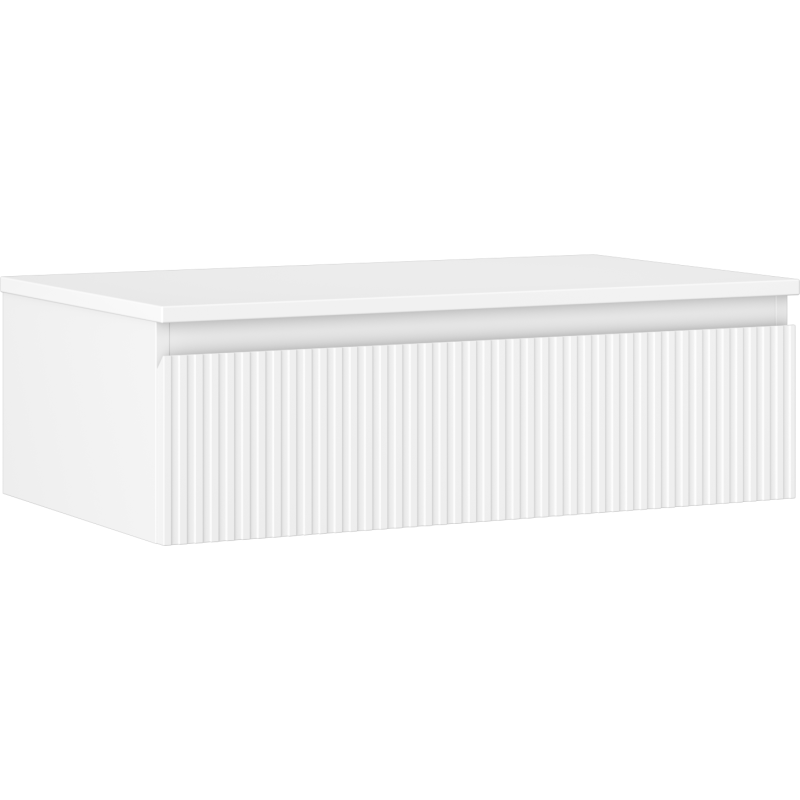 Mexen Rivel szafka łazienkowa podumywalkowa 80 cm z blatem, 1 szuflada, ryflowana , biała mat - 91A20-08023-1-BFC01