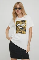 Koszulki sportowe damskie - Vans t-shirt bawełniany damski kolor beżowy - miniaturka - grafika 1
