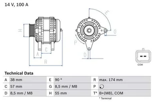 BOSCH Alternator 0 986 083 200 0 986 083 200 - Alternatory - miniaturka - grafika 1
