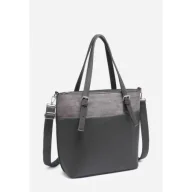 Torebki damskie - Modna Torebka Damska Szara Torba LUIGISANTO Shopper Z Zamszem - miniaturka - grafika 1