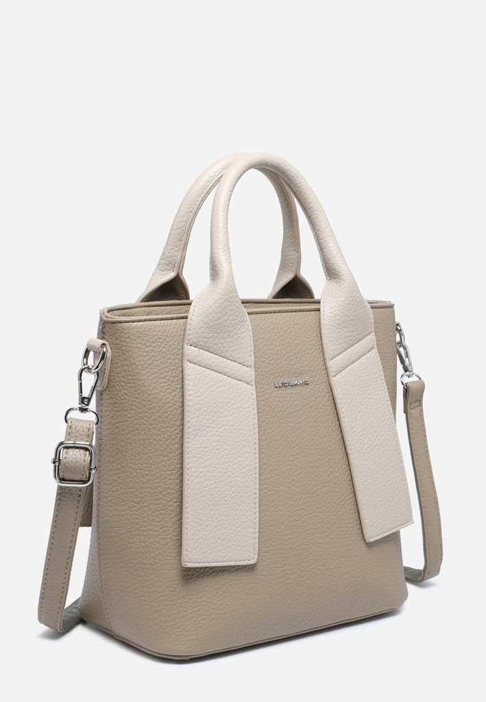 Modna Stylowa Shopperka Torebka Damska LUIGISANTO Torba Beżowa Skóra Eko
