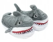 Kapcie damskie - PLUSZOWE KAPCIE BUTY REKIN-Y ŚMIESZNE PREZENT SZARE CIEPŁE - miniaturka - grafika 1
