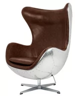 Fotele - Fotel EGG AVIATOR PU brązowy - miniaturka - grafika 1