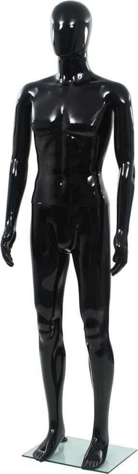 Manekin męski ze szklaną podstawą czarny 185 cm