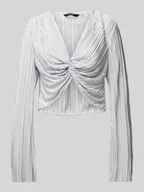 Bluzki damskie - Bluzka z plisowanego materiału z długim rękawem i wiązanym detalem model ‘PLIS' - miniaturka - grafika 1