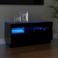Szafki RTV - vidaXL Lumarko Szafka pod TV z oświetleniem LED, czarna, 80x35x40 cm 804446 - miniaturka - grafika 1