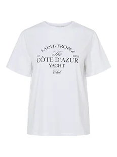 Pieces Koszulka "Banda" w kolorze białym - Koszulki i topy damskie - miniaturka - grafika 1