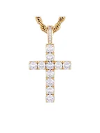 Naszyjniki męskie - ICED STUFF Zawieszka Diamond Cross Złoty - miniaturka - grafika 1