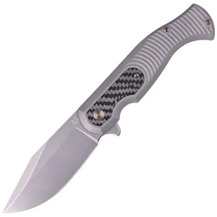 Nóż składany FOX Eastwood Tiger Sandblasted Titanium, Coarse Stone Washed by Gudy Van Poppel (FX-524 TICF) - Noże - miniaturka - grafika 1