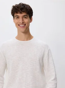Reserved - Sweter ze strukturalnej dzianiny - biały - Swetry męskie - miniaturka - grafika 1