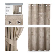 Zasłony - CURT/AH/VELVET/EYELETS/BEIGE/140X245/1PC - miniaturka - grafika 1