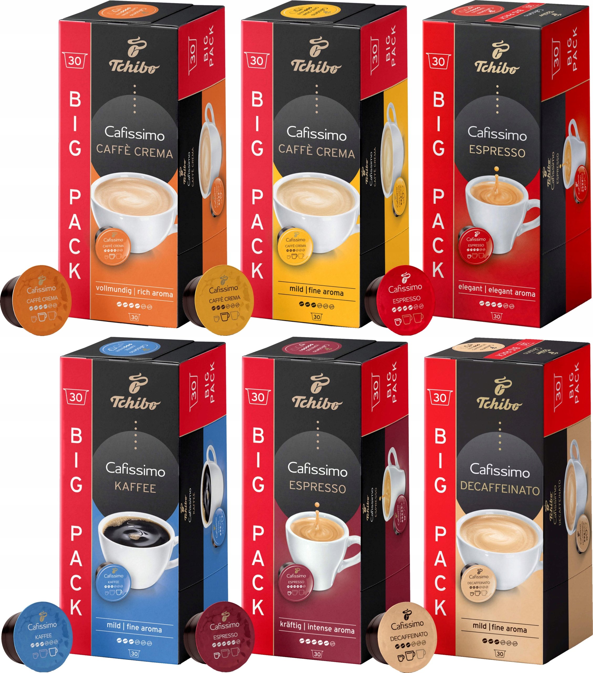 Kapsułki Tchibo Cafissimo Zestaw 6 x 30 sztuk