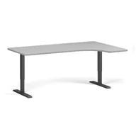 Biurka - Stół z regulacją wysokości, 1 silnik, 745 - 1235 mm, lewy/prawy, blat 1800x1200 mm, podstawa czarna, szary - miniaturka - grafika 1