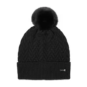 Czapki damskie - Damska czapka z delikatnym pomponem czarna - miniaturka - grafika 1