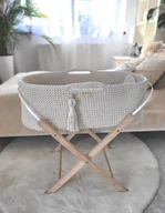 Łóżeczka i kojce - Kosz Mojżesza BOHO Handmade ze stojakiem - śmietanka - miniaturka - grafika 1