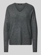 Swetry damskie - Sweter z dzianiny o kroju regular fit z dekoltem w serek model ‘CREWLEFILE’ - miniaturka - grafika 1