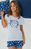 Piżamy damskie - Piżama damska z krótkim rękawem i krótką nogawką niebieska Raba, Kolor biało-niebieski, Rozmiar S, Italian Fashion - Primodo.com - miniaturka - grafika 1