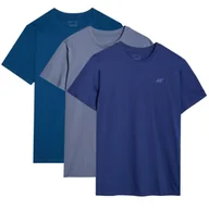 Koszulki męskie - 4F T-shirt męski (ZESTAW KOSZULEK 3 SZT.) 3P-SS-4FWMM00TTSHM2256-90S Niebieski Szary Granatowy Roz. M - miniaturka - grafika 1