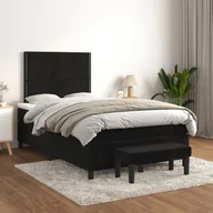 Łóżka - Łóżko kontynentalne z materacem, czarne, 120x200 cm, aksamit Lumarko! - miniaturka - grafika 1