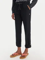 Spodnie damskie - Roxy Spodnie materiałowe On The Seashore ERJNP03294 Czarny Regular Fit - miniaturka - grafika 1