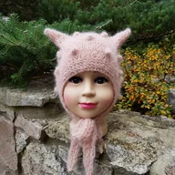 Czapki dla dzieci - Ciepła Czapka Piaskowy Kotek Popkorn , kitty alpaka/jedwab - miniaturka - grafika 1