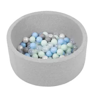 Suche baseny - SEL-70OK30D-463 Selonis Suchy basen okrągły z piłeczkami 6cm jasnoszary: perła-szary-transparent-babyblue-mięta 70x30cm/150piłek Zabawka basen piank.. - miniaturka - grafika 1