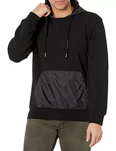 Armani Exchange Męska bluza z kapturem, ściągacz, logo na lewej stronie, czarny, L - Bluzy męskie - miniaturka - grafika 1