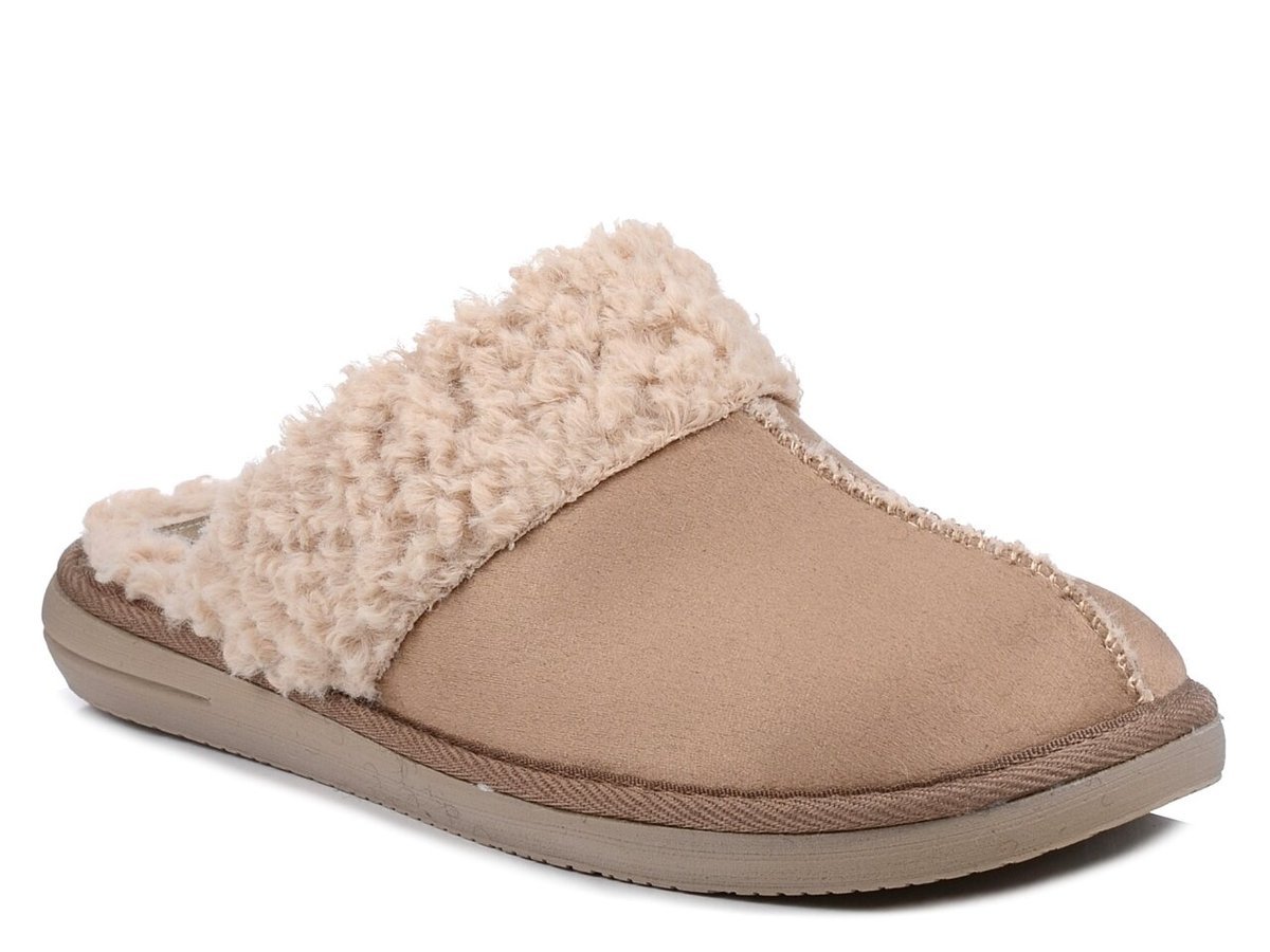 Ciepłe kapcie damskie z futerkiem pantofle domowe zakryte Inblu EK-10-40