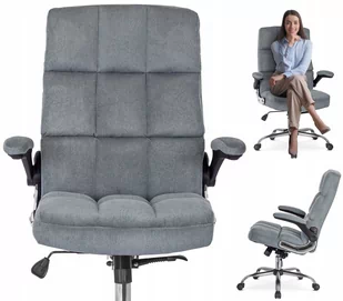 Fotel biurowy, krzesło biurowe Fotel Obrotowy Krzesło Do Biurka Gabinetu Obrotowe Biurowe Szary LONDON - Fotele i krzesła biurowe - miniaturka - grafika 1