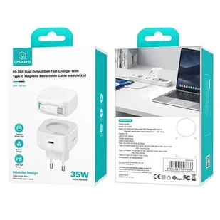 USAMS Ład. siec. 1xUSB-C ze zwijanym kablem USB-C (only head) PD+QC 35W Gan Fast Charging biały/white XMF Series CC202TC02 (US-CC202) - Ładowarki do telefonów - miniaturka - grafika 6