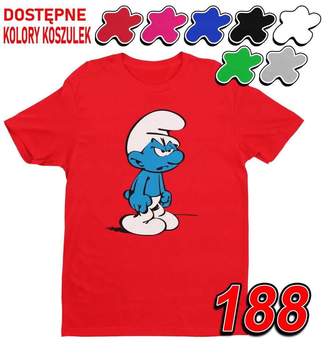 Dziecięca Koszulka T-Shirt Z Nadrukiem Duży Wybór Maruda Smerf - L 146-152