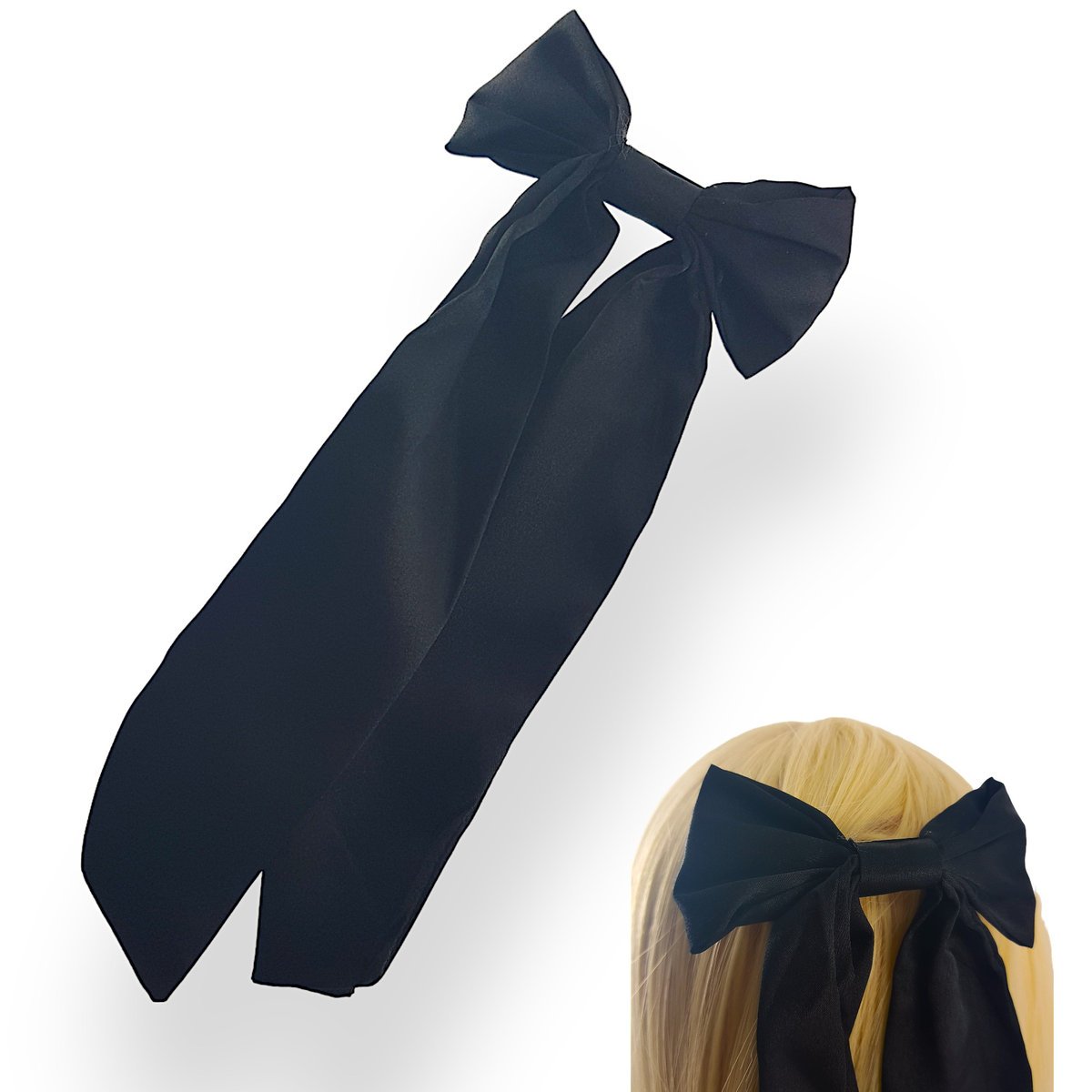 Zapinka do włosów z kokardą Długa kokarda Automat