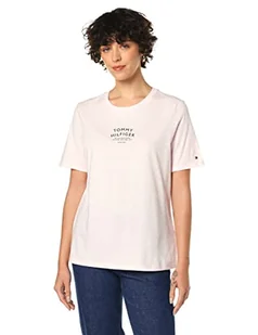 Tommy Hilfiger Damska koszulka z regularnym tekstem C-nk t-shirt Ss, Jasnoróżowy, XL - Koszulki i topy damskie - miniaturka - grafika 1