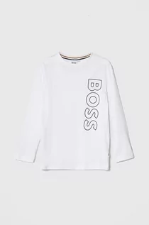 Bluzki dla dziewczynek - BOSS longsleeve dziecięcy kolor biały z nadrukiem - Boss - grafika 1