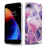 Etui i futerały do telefonów - Pokrowiec Etui Do Apple iPhone 7 / 7S / 8 / SE 2020 w Fioletowe Fale Marmur No. 14 Obudowa Case Cover Silikon Plecki Cadorabo - miniaturka - grafika 1