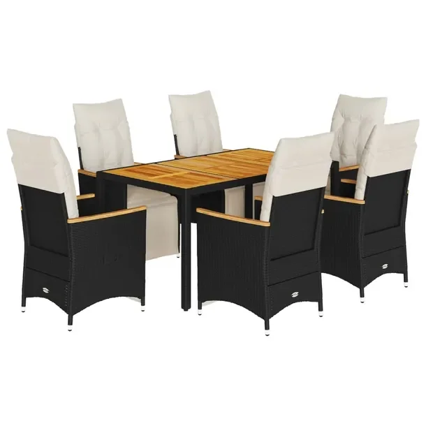 Czarny zestaw bistro ogrodowego z poduszkami, wymiary krzesła: 56 x 59 x 9