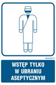 Systemy ekspozycyjne i znaki informacyjne - RF021 WSTĘP TYLKO W UBRANIU ASEPTYCZNYM, FN - FOLIA SAMOPRZYLEPNA; (100X150MM) - miniaturka - grafika 1