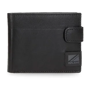 Pepe Jeans Topper Poziomy portfel z zamknięciem kliknij czarny 11x8,5x1 cms Skóra, czarny, Talla única, Portfolio poziome z zamknięciem kliknięcia - Koszulki i topy damskie - miniaturka - grafika 1