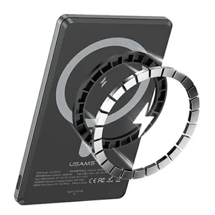 USAMS Powerbank indukcyjny 5000mAh 20W Fast Charge ciemnoszary/dark grey 10KCD22001 (US-CD220) - Powerbanki - miniaturka - grafika 5