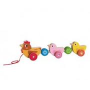 Zabawki interaktywne dla dzieci - Kura do ciągnięcia na sznurku Drewniana - miniaturka - grafika 1